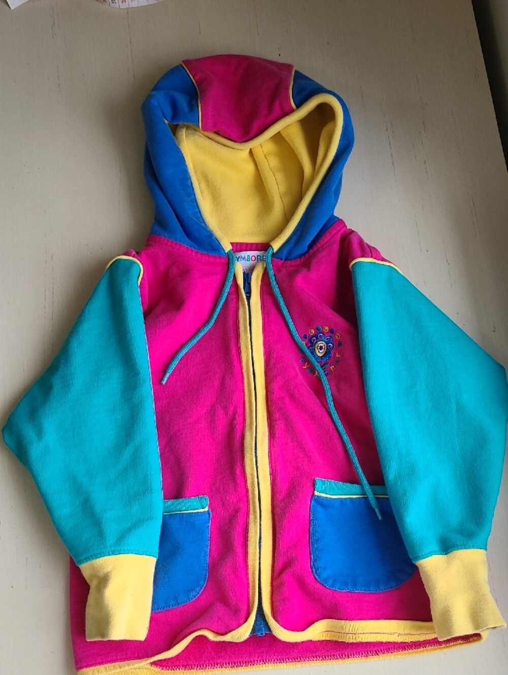 Vintage Gymboree Rainbow Tag French Terry Hoodie Medium 3-4Y Colorblock Made USA